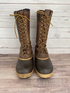 Vintage Grizzly Boot Company Boots 15" Brown Leather Cold Weather Insulated SZ 8 - Picture 1 of 6