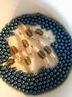 Mixed Lot Round Blue Acrylic Pearls 4mm And Drop Charms 32mm Long (z90-240)