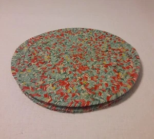 Vintage Rag Weave Circular Placemats X 4 Colorful - Picture 1 of 5