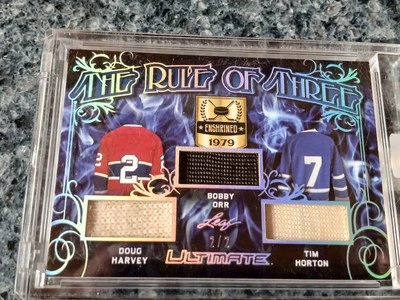2018-19 Leaf Ultimate Hockey The Rule Of Three Orr, Harvey, Horton - 2/2 - Image 1 of 4