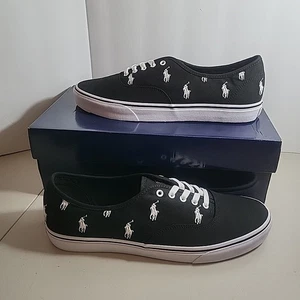 POLO RALPH LAUREN Keaton Allover Polo Poni Tenis COLOR NEGRO/BLANCO Talla 13 D - Imagen 1 de 11