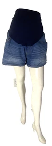 Time and Tru Maternity Denim Shorts Size L Stretch 5 Pocket Jean Blue Summer - Picture 1 of 7