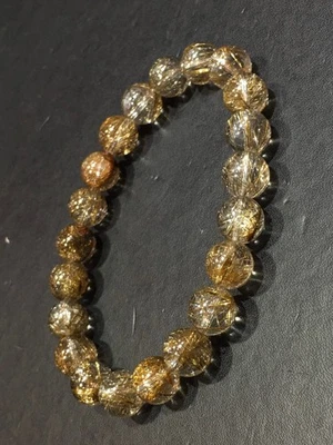 8.5mm Natural Silver hair Rutilated Quartz Crystal Beads Bracelet - Image 1 of 4