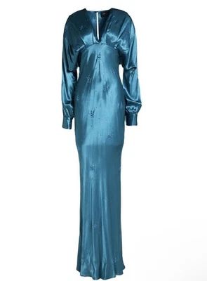Vestido largo de satén Blumarine azul azul talla US 8 Foto 1 de 4