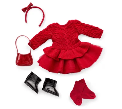 American Girl X Something Navy Crimson Sparkle Sweater Dress 18" Dolls New Box - Image 1 of 4
