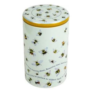Emma Ball Large Bees Caddy Canister Tin Craft Kitchen Storage Wording T191 - Picture 1 of 1