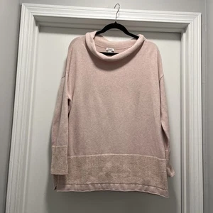 J. Jill Pure Jill Pink Medium Long Sleeve cotton/wool Blend Rolled Hem Sweater - Picture 1 of 10