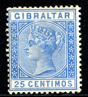 British Colonies 1889 QV Gibraltar 25¢ Ultra Scott #32 Mint O90 ⭐⭐⭐⭐ - Image 1 of 4