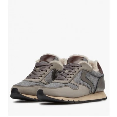 Sneakers VOILE BLANCHE JULIA in pelle e tessuto grigio nuove con etichette - taglia 7 - Immagine 1 di 4