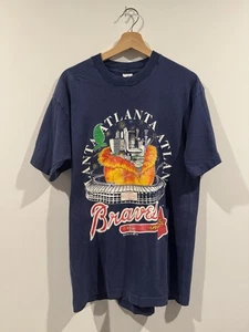 Vintage Atlanta Braves Peach Fulton County Stadium T Shirt - Large - MLB - Picture 1 of 5