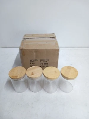 Relaxdays Bicchieri da portata con coperchio in bambù, set da 4, piccoli bara... - Immagine 1 di 4