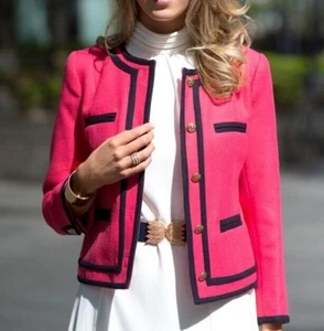 J. Crew Lady Double Serge Berry Wool Blazer Size 0 - Picture 1 of 6