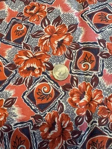 VTG FLOUR SUGAR FEED SACK OPENED BAG RED FLOWERS - Picture 1 of 8