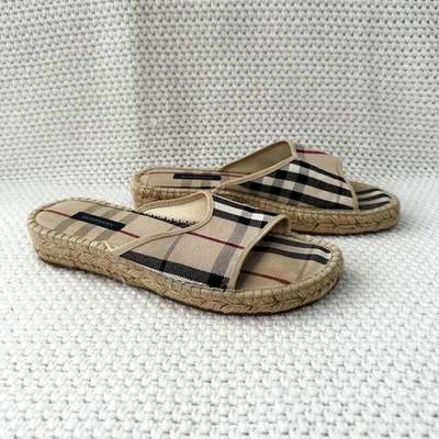 Sandalias planas Burberry Classic Nova Check tela a cuadros alpargata deslizable 39 Foto 1 de 4