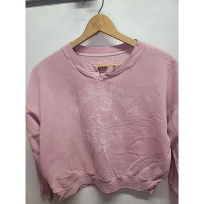 American Eagle Outfitters Sudadera Recortada Mujer Gráfico Pullover Rosa Foto 1 de 4