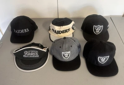 Lote de 6 gorras ajustadas/con cierre a presión vintage de Los Angeles Raiders Foto 1 de 3
