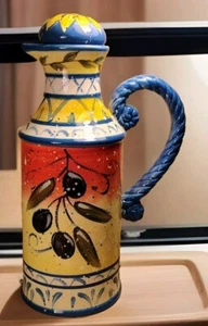 Ceramic Olive Oil Cruet with Cork Stopper Julie Ueland Ceramic Enamelware - Picture 1 of 13