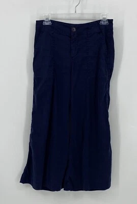 Nível 99 tamanho 26/2 azul Capris zíper botão barra bolsos logotipo cintura média - Imagem 1 de 4