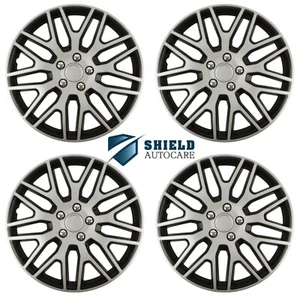 Wheel Trims 16" Hub Caps Dakar NC Plastic Covers Set of 4 Black Silver Fit R16 - Picture 1 of 3