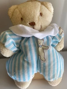 Vintage Dancing Golden Bears Teddy Bear Soft Toy Blue Plushie Plush Small Size - Picture 1 of 2