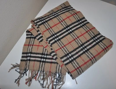 Auténtica bufanda con flecos merino y cachemir estampado a cuadros unisex Burberry   Foto 1 de 3