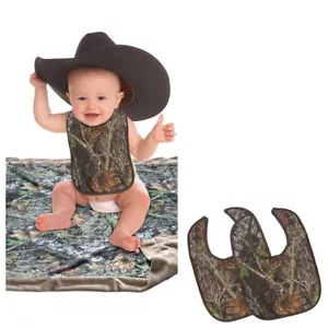 Mossy Oak BU Camo Baby Bib Bibs SET OF 2 Camouflage Bibs Fits Most Newborn - 2T - Picture 1 of 8