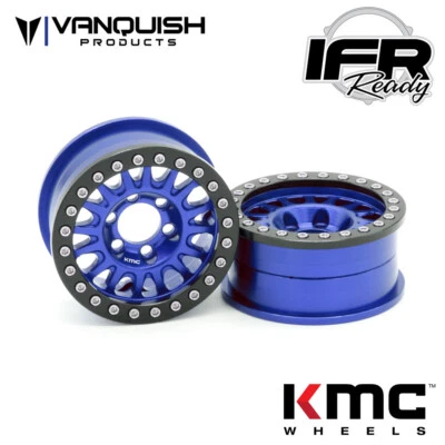 NEW Vanquish 1.9 Alum KMC KM445 Impact Beadlock Wheels Blue (2) FREE US SHIP - Image 1 of 4