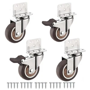 2" Side Mount L-Shaped Casters Set of 4 2 Brakes+2 Non - 400 lbs Capacity Qui... - Picture 1 of 7