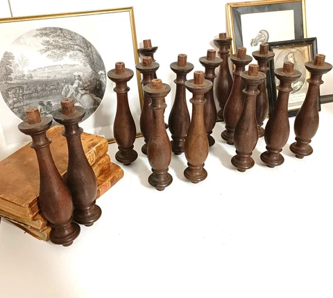 15 Turned wood spindle Antique French baluster column salvaged furniture 6.18 in Cover