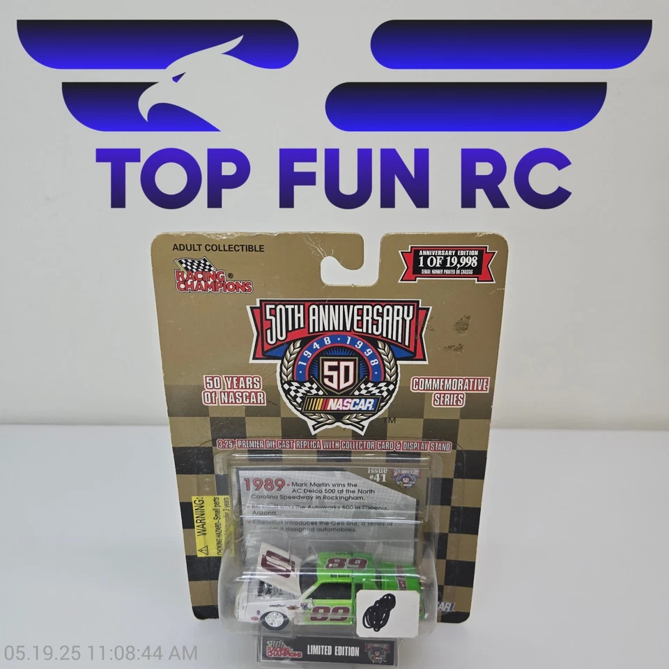 Racing Champions 50th Anniversary-1989 Mark Martin #89 w/ Card - Image 1 of 1