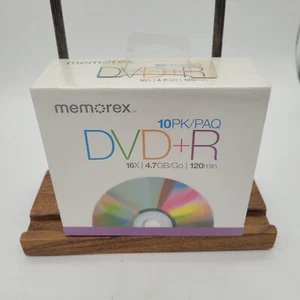 Brand New 10 Pack Memorex DVD+R Media Disc Jewel Cases 16x 4.7gb 120 Min Sealed - Picture 1 of 2