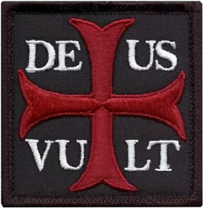 Deus Vult Patch (3") God Wills It Crusader Knight Hook/Loop Templer Cross Badge - Bild 1 von 5