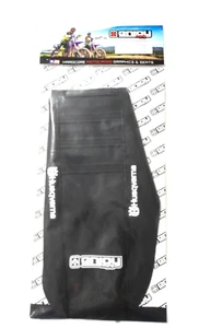 ENJOY HUSQVARNA SEAT COVER TC FC 2023 -2024 ALL BLACK BLACK RIBS logo - Picture 1 of 4