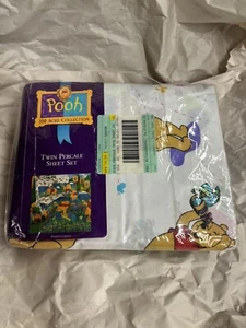 ‘98 NEW Winnie Pooh's 100 Acre Collection "Pooh's Garden" Twin Percale Sheet Set - Picture 1 of 7