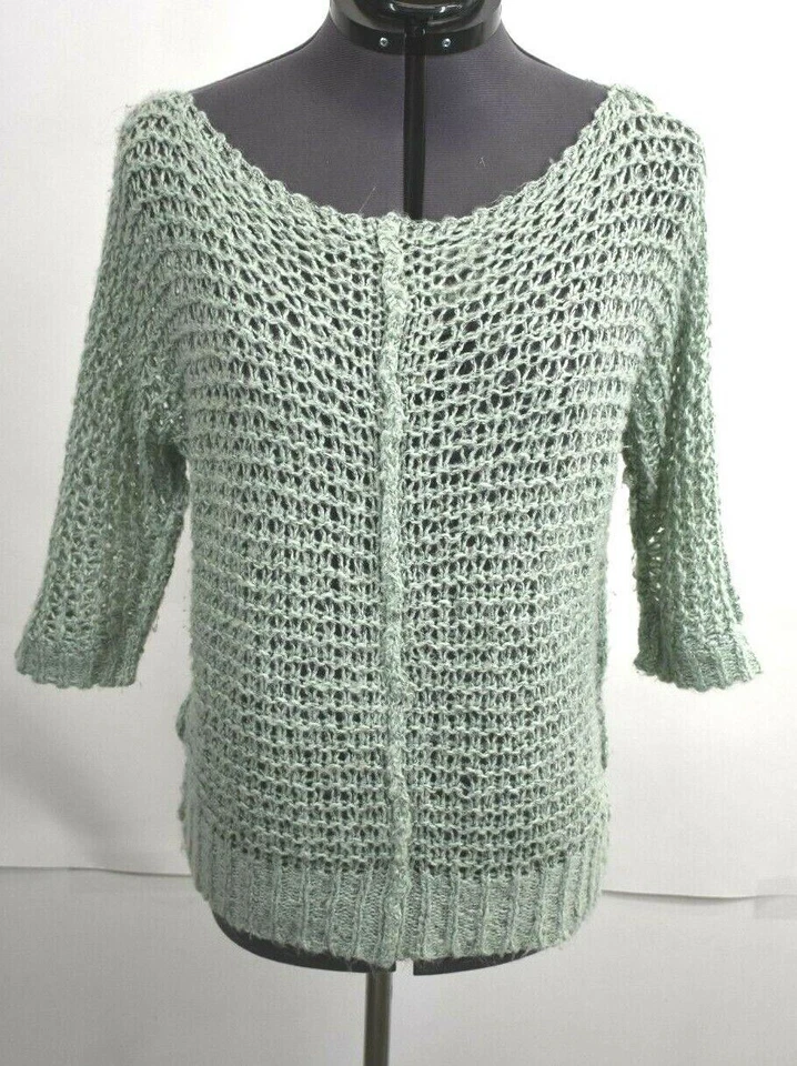 Suéter Decree para mujer azul elástico dobladillo transparente cuello redondo talla mediana Foto 1 de 4