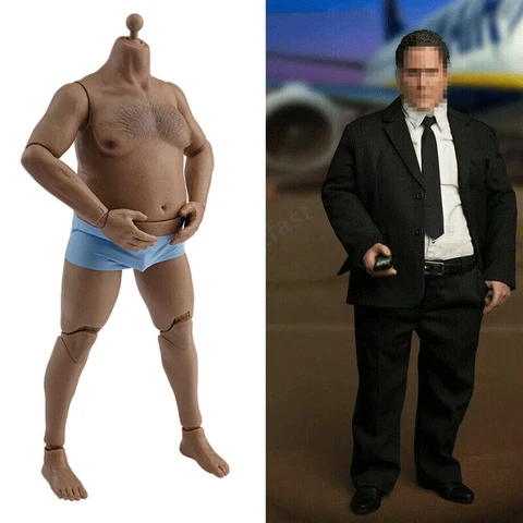 1/6 Scale Male Body Durable Fat Action Figure AT018 fit Phicen Head Sculpt 12" Cover