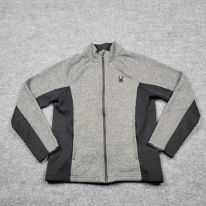 Chaqueta Spyder Mujer Gris Medio Negro Cremallera Completa Polar Suéter Tejido Elástico Cálido - Imagen 1 de 13