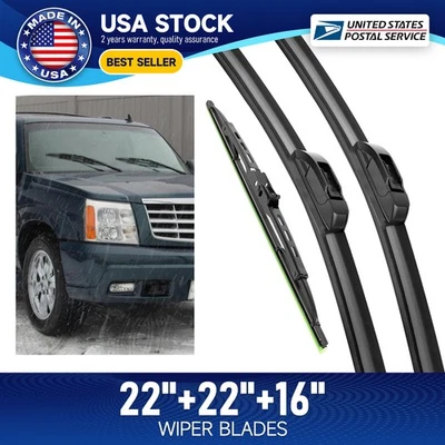 Limpiaparabrisas delantero y trasero Premium 3 piezas 22"16" para GMC Yukon XL 1500 2000-2006 Foto 1 de 4