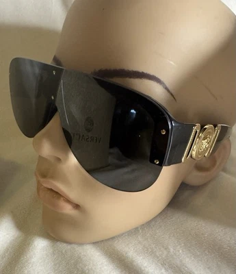 Gafas de sol VErSaCE AUTÉNTICAS negras doradas 4391 escudo sin montura Ve4391 GRANDES Biggie Foto 1 de 4