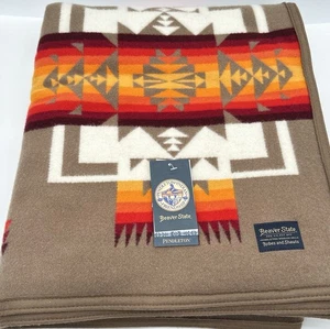 Pendleton Chief Joseph  JACQUARD ROBE Blanket~Wool~64” x 80” Khaki Tan~ NEW - Picture 1 of 8