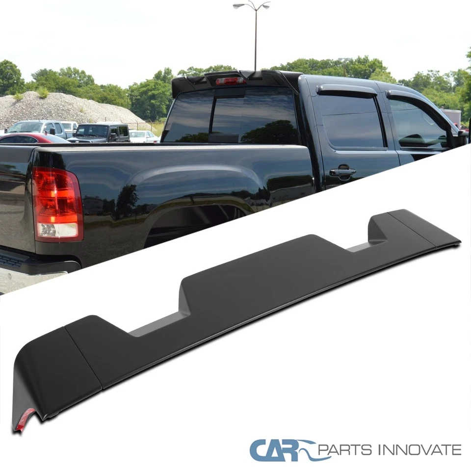 Fit 08-14 GMC Sierra 2500HD/3500HD BLK Unpainted Roof Rear Cab Spoiler Wing 3PC Foto 1 de 4