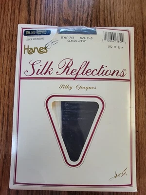 Pantimedias Hanes vintage para mujer CD clásicas azul marino seda estilo reflejos 743 años 80 Foto 1 de 3