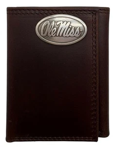Ole Miss Rebels Genuine Leather Trifold Wallet w/Concho-Enmon-New in Tin - Picture 1 of 7