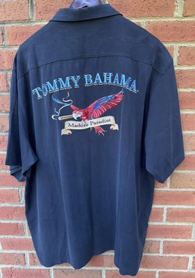 $138 CAMISA DE SEDA TOMMY BAHAMA PARA HOMBRES 'MADURO PARADISE' HAWAIANA ALOHA CIGAR CAMP XL Foto 1 de 4