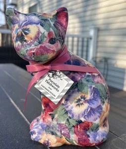 Vintage Kitty Porcelain Floral Patchwork CAT Statue by Joan Baker Designs Spring - Picture 1 of 12