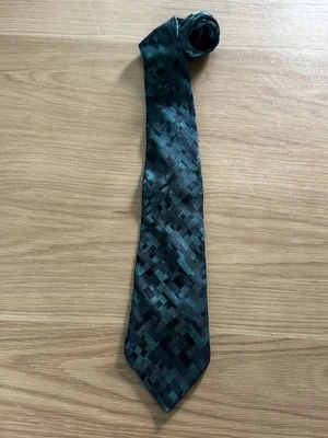 Murano Italia Men's Geometric Forest Green/Black 100% Silk Tie - Image 1 of 4