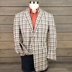 Saddlebred Blazer Mens 42R Brown Plaid Cotton Sport Coat 2 Button Jacket Casual