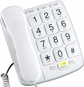 Packard Bell PB300WH: Telefon z dużymi przyciskami dla seniorów Telefon stacjonarny przewodowy - Zdjęcie 1 z 1