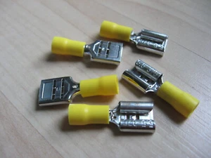 Lot (5) Yellow Insulated Crimp Terminal 9.5mm 3/8" Female 12-10AWG #E82AD - Picture 1 of 6