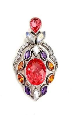 NICKY BUTLER Watermelon Quartz Multi Gem Pendant 925 Sterling Silver NB New 2" - Image 1 of 4